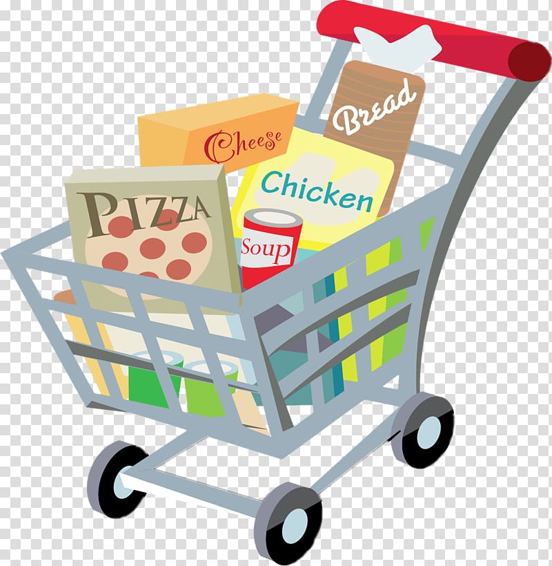 shopping cart with food products illustration, Shopping Cart transparent background PNG clipart