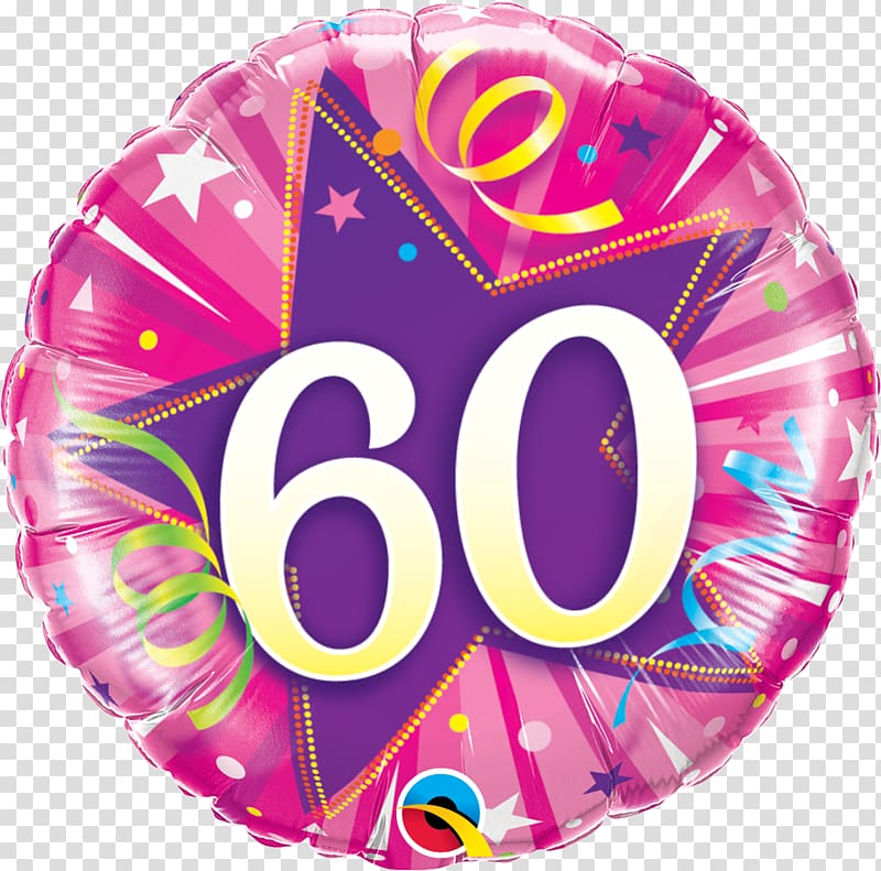 Gas balloon Birthday Party Gift, 60th transparent background PNG clipart