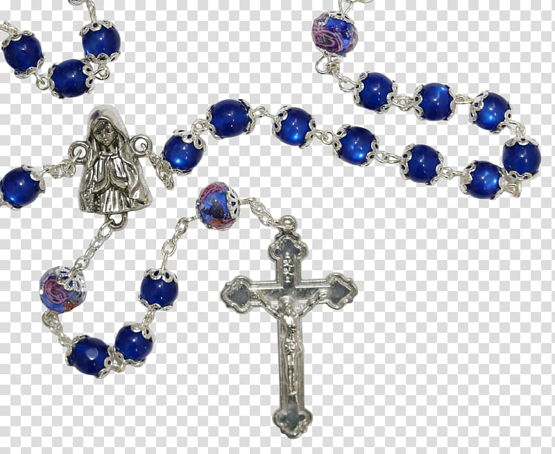 Rosary Blue Sapphire Bead Miraculous Medal, sapphire transparent background PNG clipart