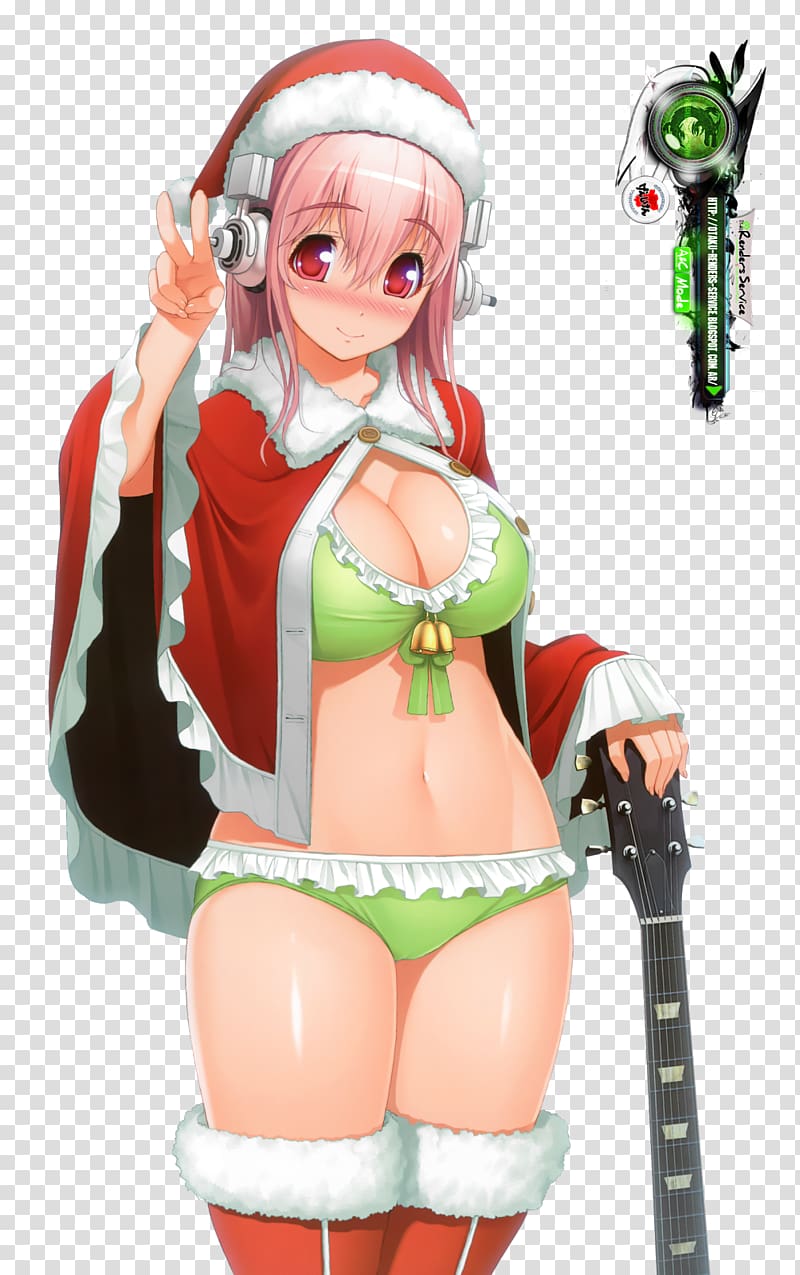 Super Sonico Anime Santa Claus Christmas Character, Anime transparent background PNG clipart