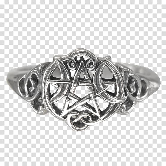 Ring Silver Pentacle Wicca Pentagram, ring transparent background PNG clipart