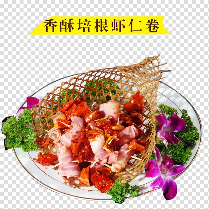 Asian cuisine Seafood Spring roll Prawn roll Vegetarian cuisine, Bacon crispy shrimp roll transparent background PNG clipart
