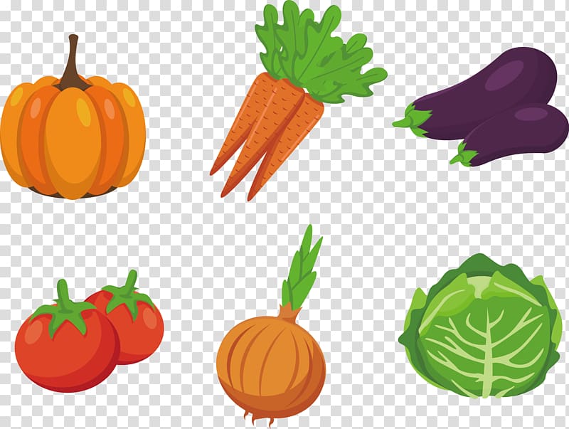 six assorted vegetables illustration, Vegetable Drawing , Vegetable material transparent background PNG clipart