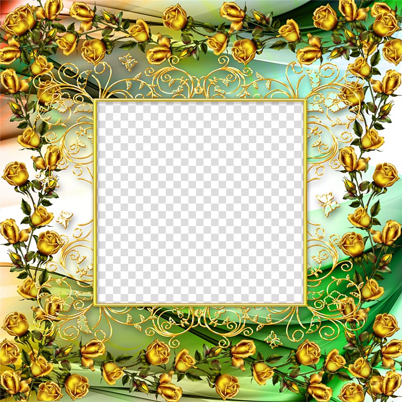 frame , Golden Rose Vine Border transparent background PNG clipart
