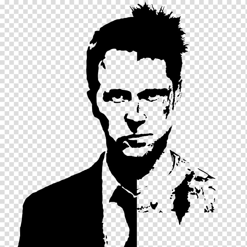 man portrait sketch, Brad Pitt Tyler Durden Fight Club Stencil Film, brad pitt transparent background PNG clipart