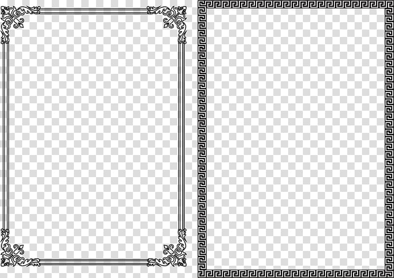 two borders illustration, Black and white, Nice black frame transparent background PNG clipart