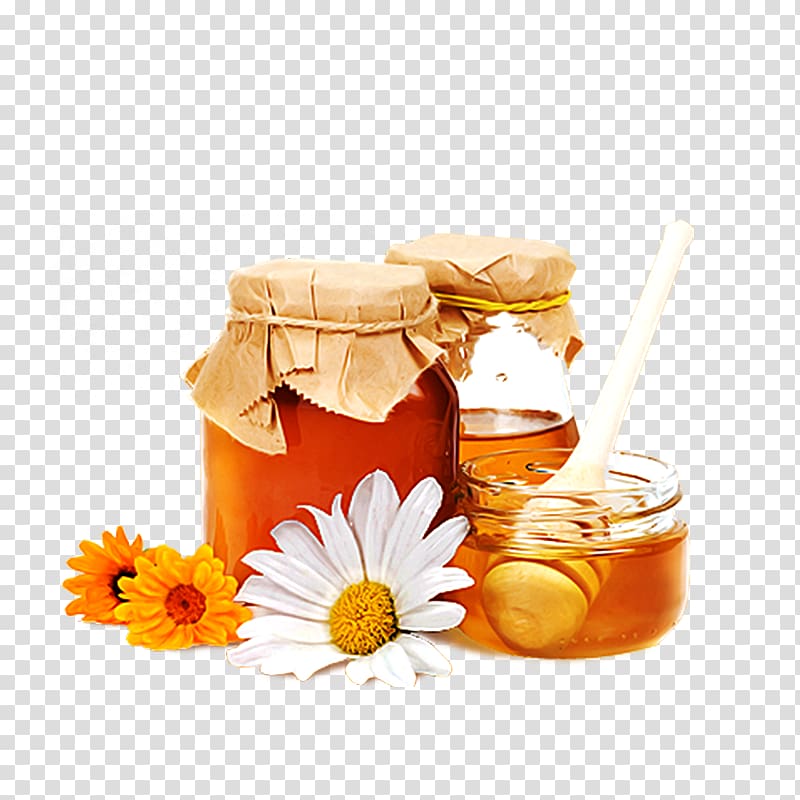 Bee Throat Honey Acute tonsillitis Gargling, Glass canned honey products in kind transparent background PNG clipart
