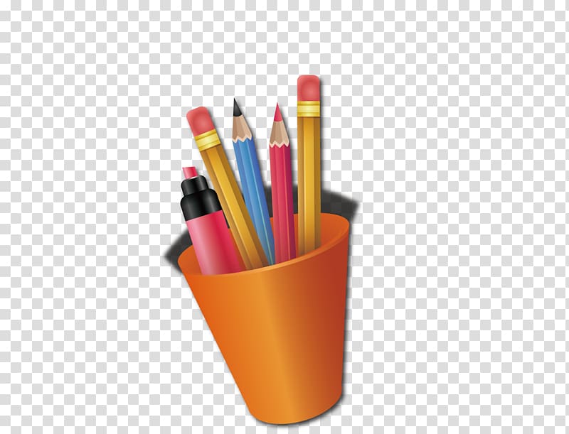 Pencil Brush pot Drawing, Cartoon pen container transparent background PNG clipart