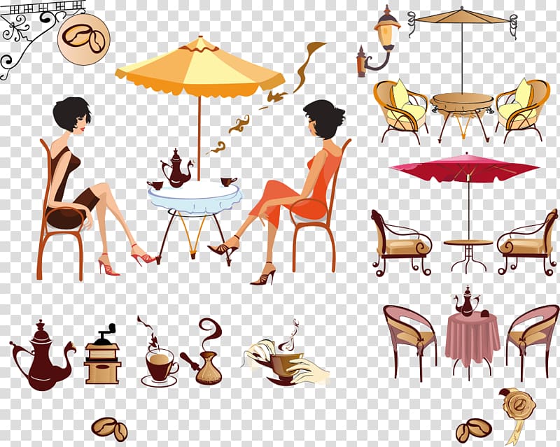Coffee Cafe Drink Illustration, coffee table and chairs transparent background PNG clipart