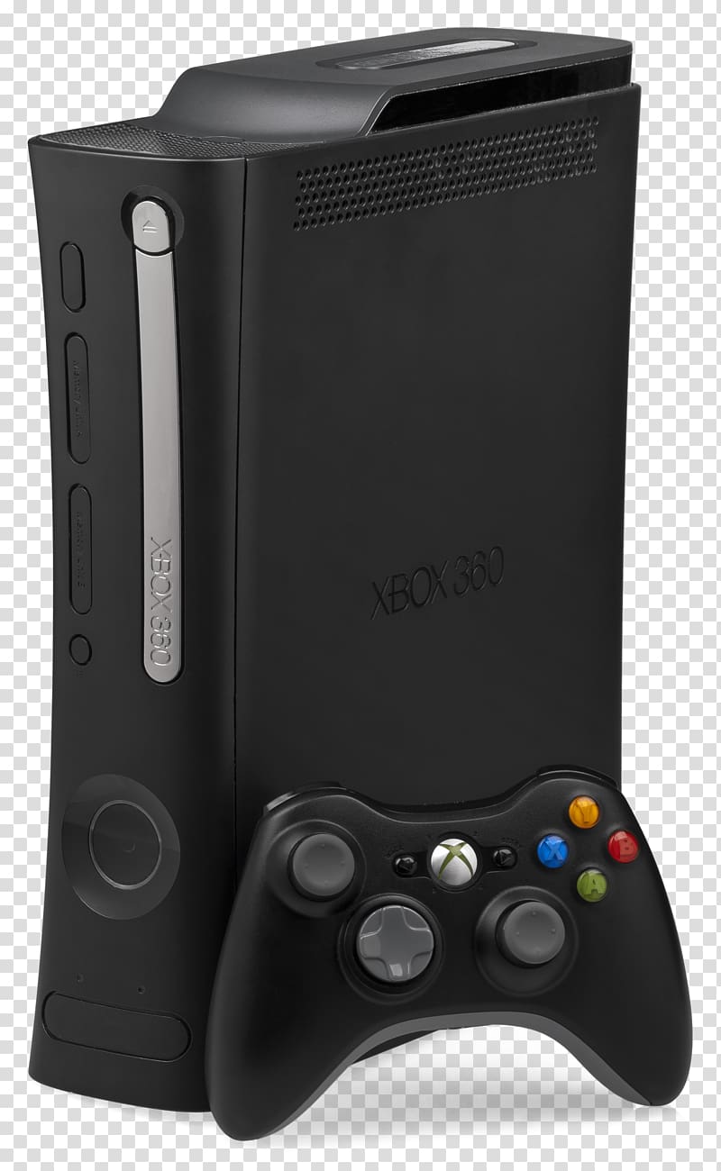 black Microsoft Xbox 360 with controller, Xbox 360 transparent background PNG clipart