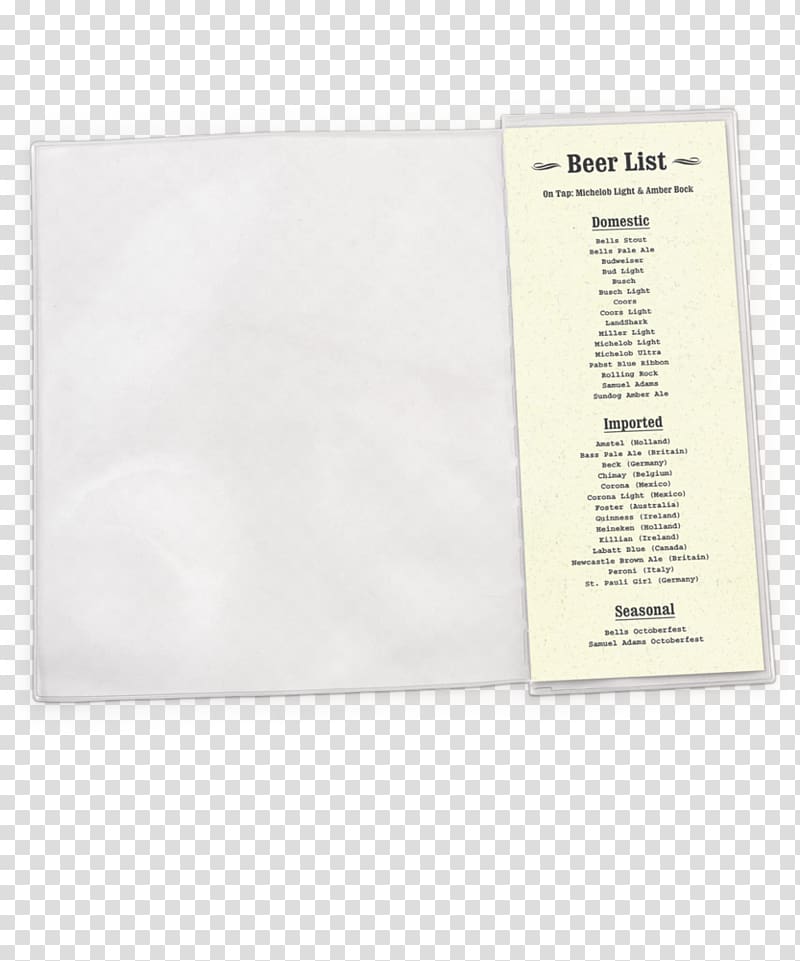 Paper Font, Restaurant Menu Covers transparent background PNG clipart