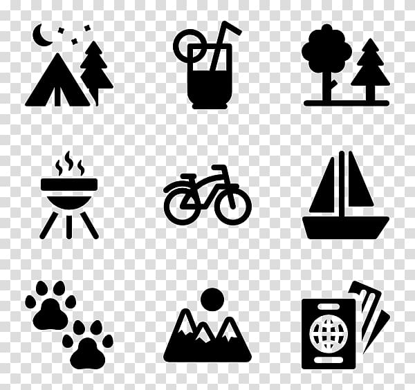 boat, bike, mountain,. and paw print illustration, Computer Icons Symbol Tent Camping , camping transparent background PNG clipart