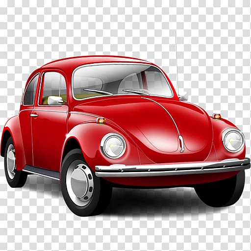red Volkswagen Beetle coupe illustration, Sports car Volkswagen Beetle Icon, Red old Volkswagen Beetle car transparent background PNG clipart