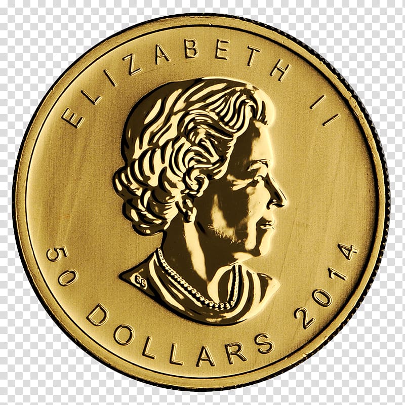 Gold coin Canadian Gold Maple Leaf Goldankauf, coin transparent background PNG clipart