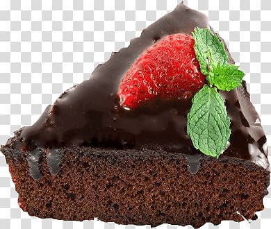 chocolate cake topped with strawberry , Cake Chocolate Slice transparent background PNG clipart