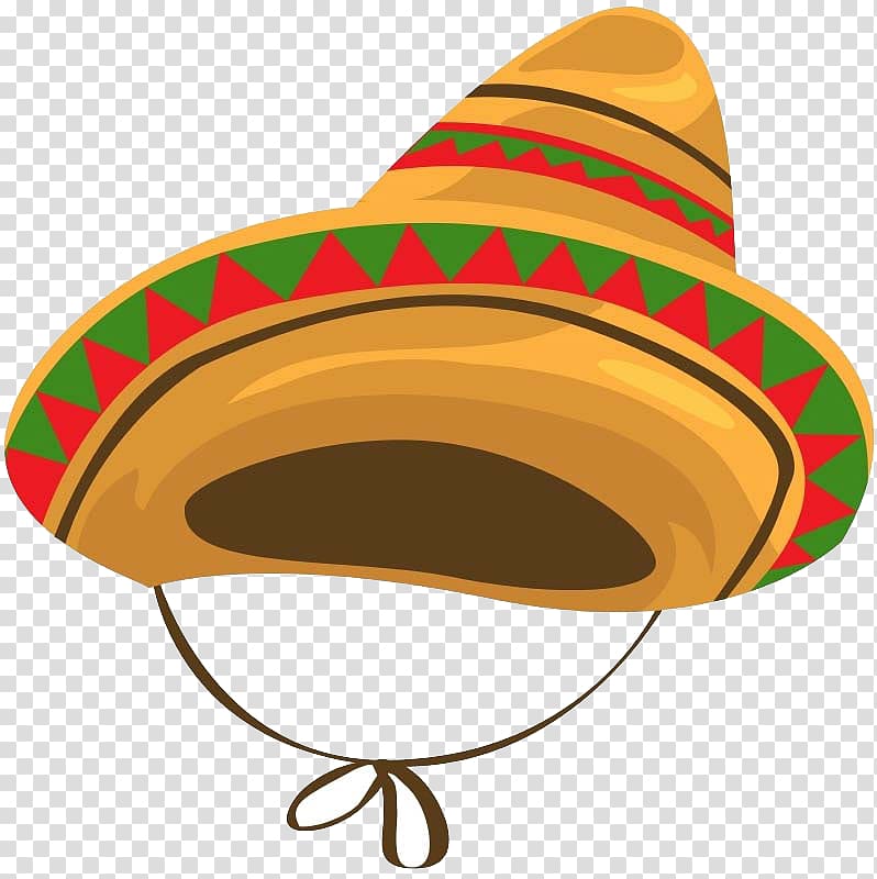 brown sumbrero illustration, Mexican cuisine Sombrero Hat Cartoon, hat transparent background PNG clipart