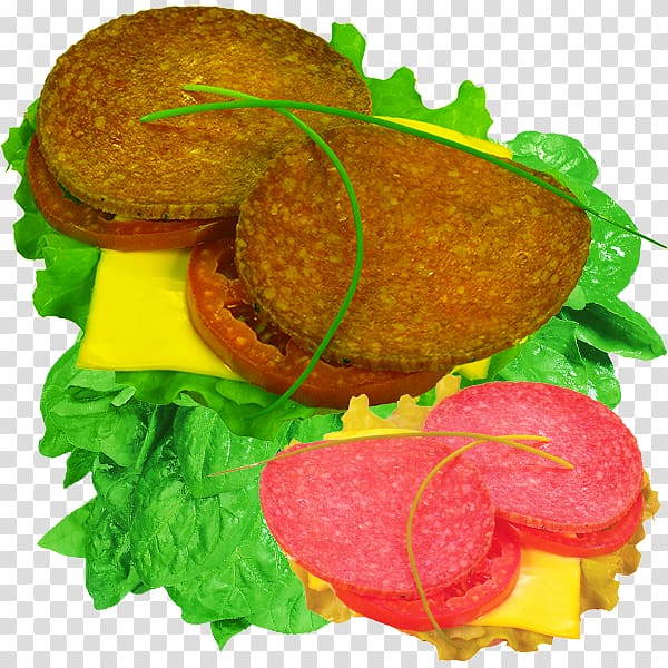 Hamburger Vegetarian cuisine Breakfast Veggie burger, Green cabbage and ham slices transparent background PNG clipart