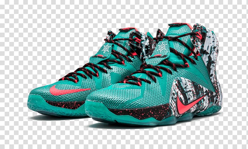 Sports shoes Men\'s Nike Lebron 12 Xmas Akron Birch Basketball Shoes, Emerald Green/Hyper Punch-dark Emerald, Synthetic, 10 Sportswear, nike transparent background PNG clipart