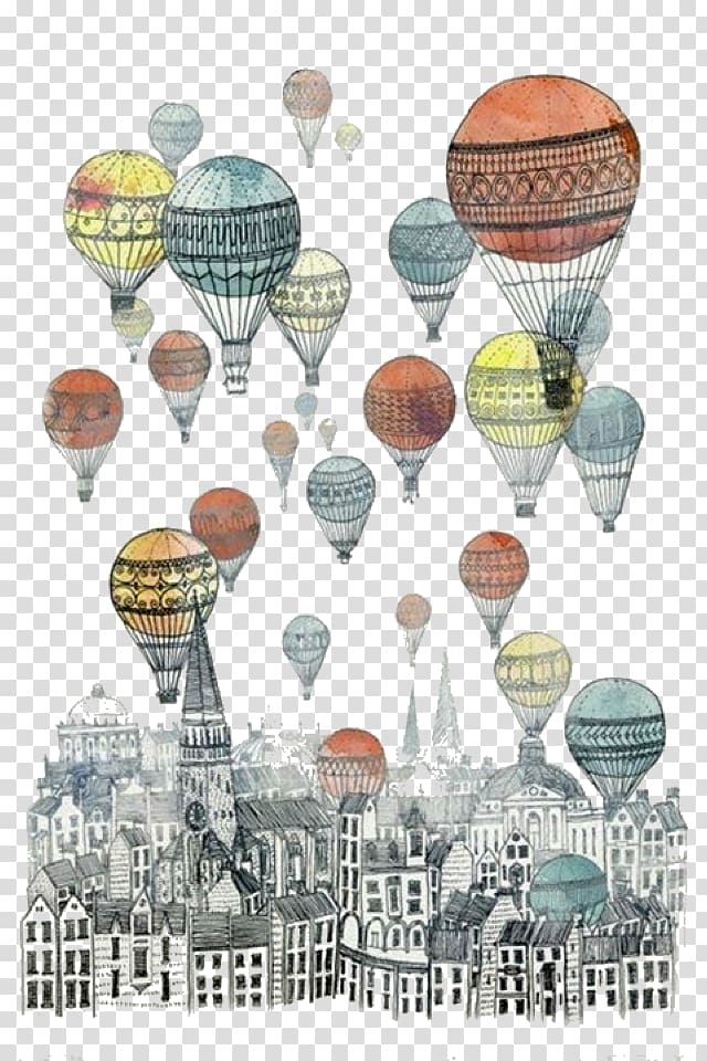 Hot air balloon Illustration Drawing, balloon transparent background PNG clipart