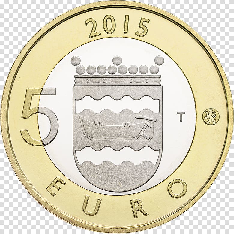 Bi-metallic coin Finland 5 euro note, Coin transparent background PNG clipart