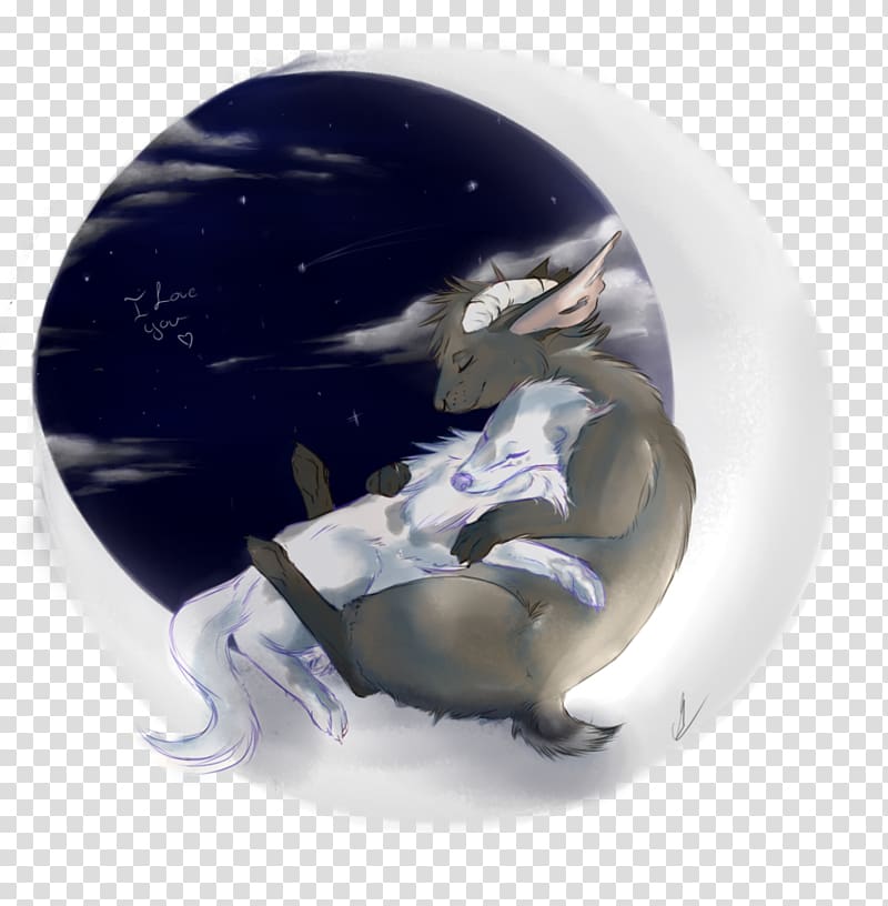 Cobalt blue Sphere, the rabbit is lying on the moon transparent background PNG clipart