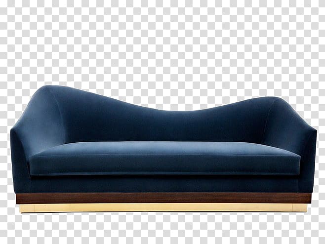 Couch Furniture Living room Davenport Velvet, Blue sofa transparent background PNG clipart