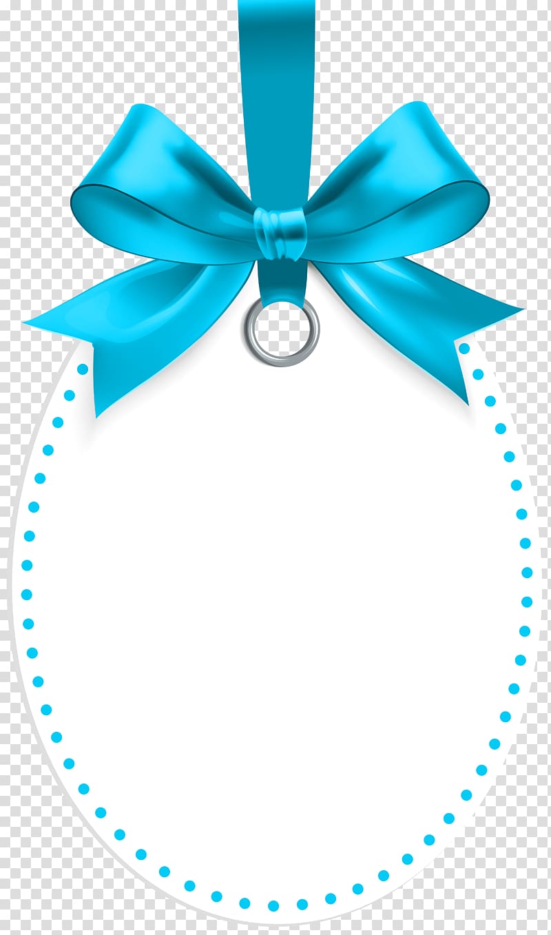 blue ribbon illustration, Gift , Label with Blue Bow Template transparent background PNG clipart