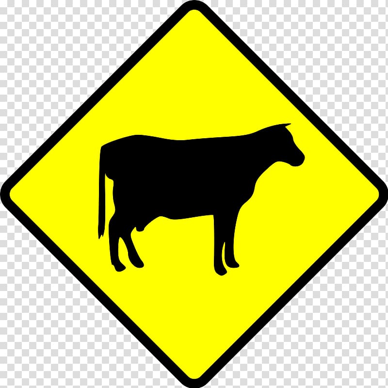 Cattle Ox Traffic sign Road Warning sign, Free Of Cows transparent background PNG clipart