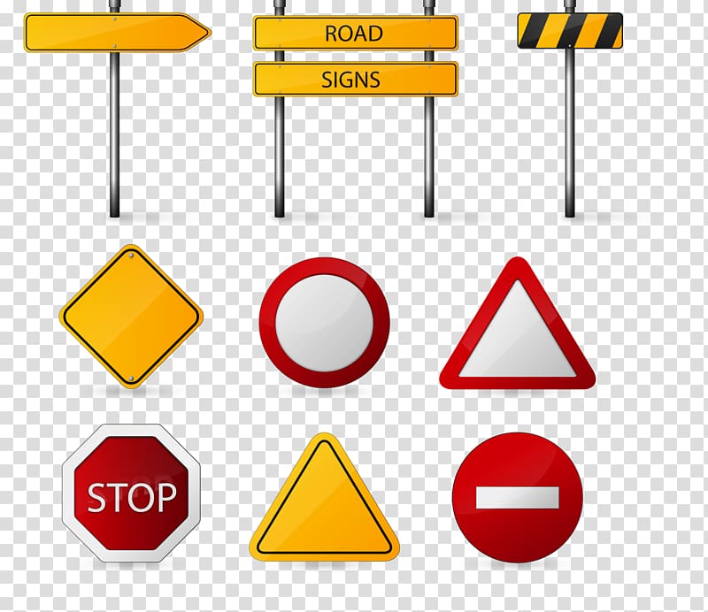 assorted road signs illustration collage, Traffic sign Road signs in Singapore, Traffic signs transparent background PNG clipart
