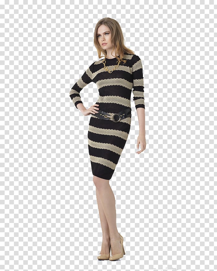Fashion Model Dress, Striped Dress Background transparent background PNG clipart