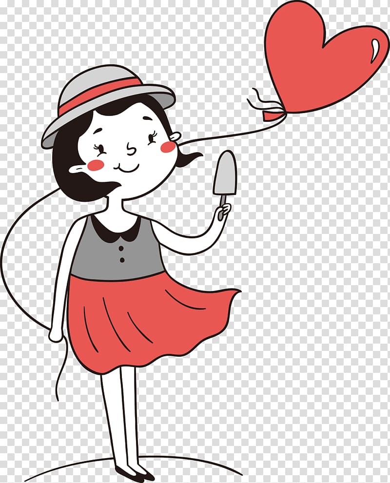 Girl Balloon Illustration, Cartoon Girl transparent background PNG clipart