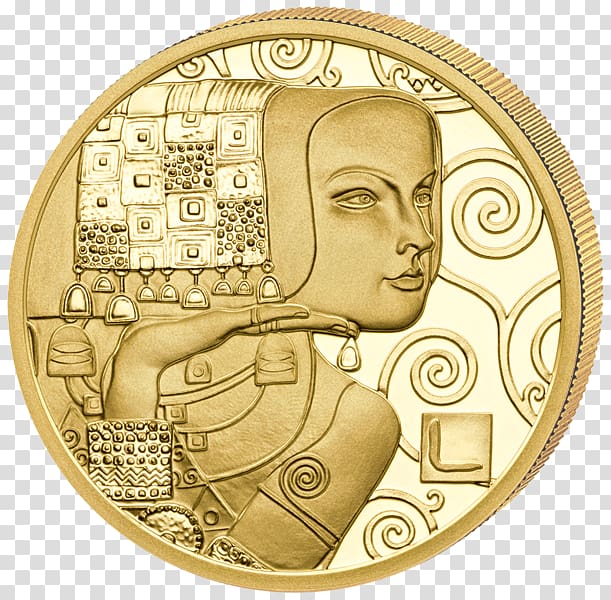 Portrait of Adele Bloch-Bauer I Expectation The Kiss Coin Art Nouveau, 50 fen coins transparent background PNG clipart
