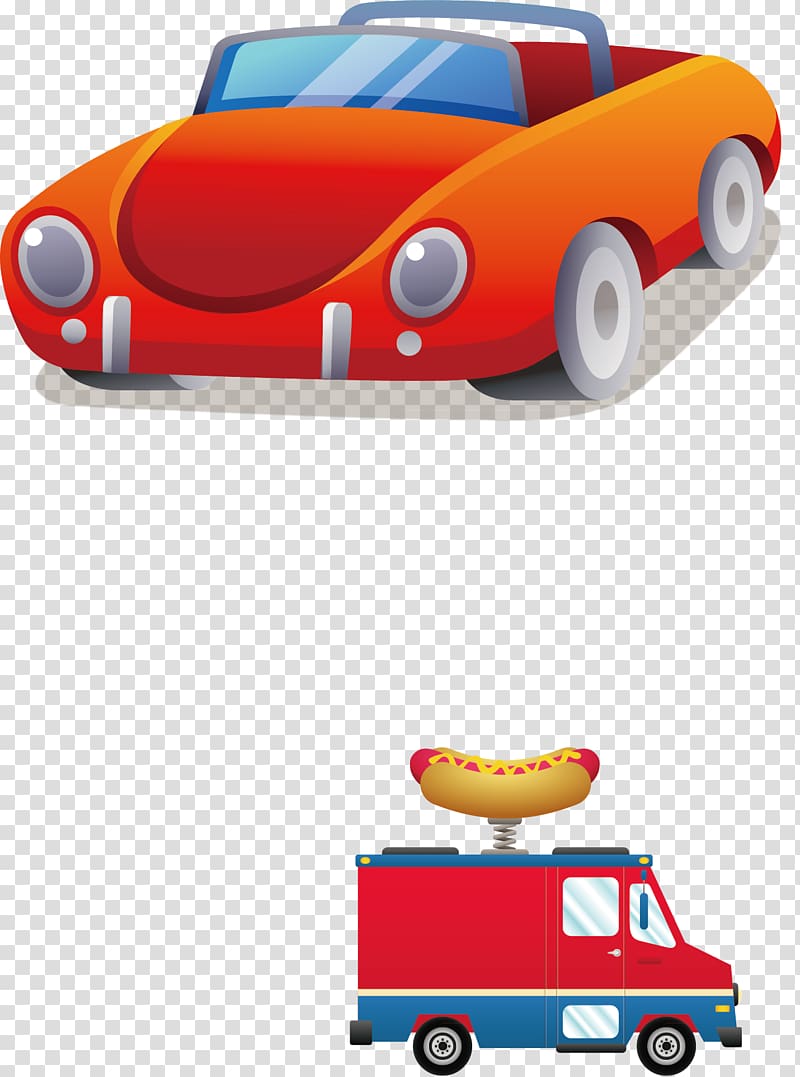 Hot dog, Red sports car transparent background PNG clipart