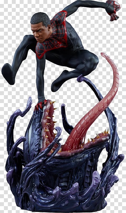 Spider-Man Venom Sideshow Collectibles Marvel Comics Ultimate Marvel, Miles Morales transparent background PNG clipart