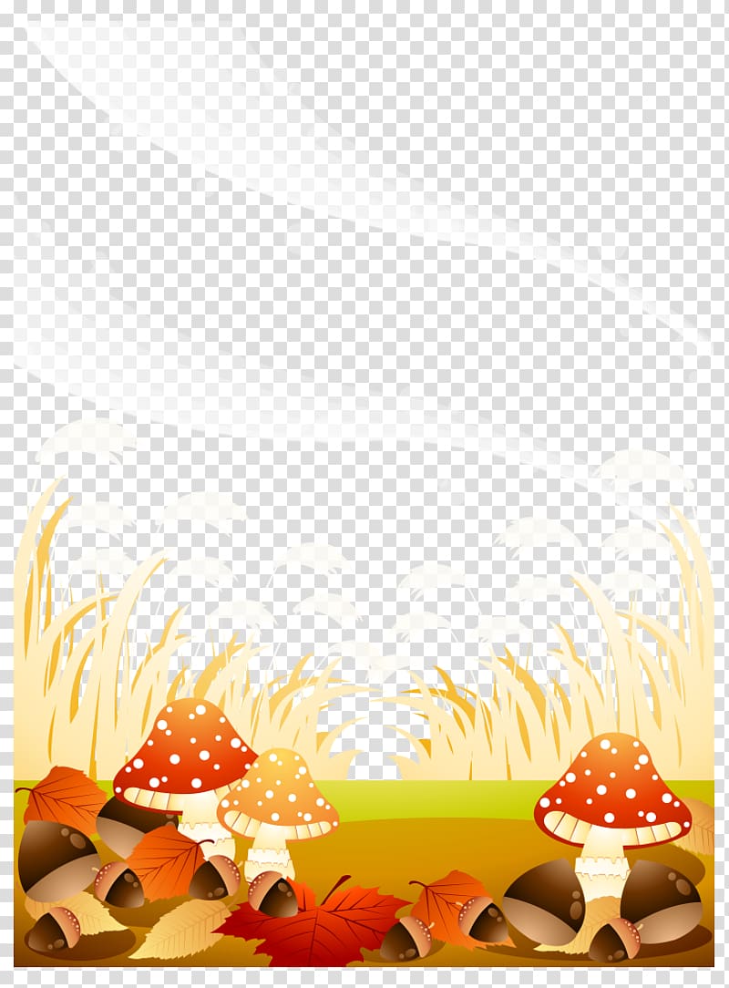 Drawing Cartoon Illustration, Maple Leaf painted cartoon mushroom fruit bushes transparent background PNG clipart