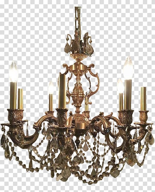 Crystal basket chandelier Lighting Brass Rococo, brass transparent background PNG clipart