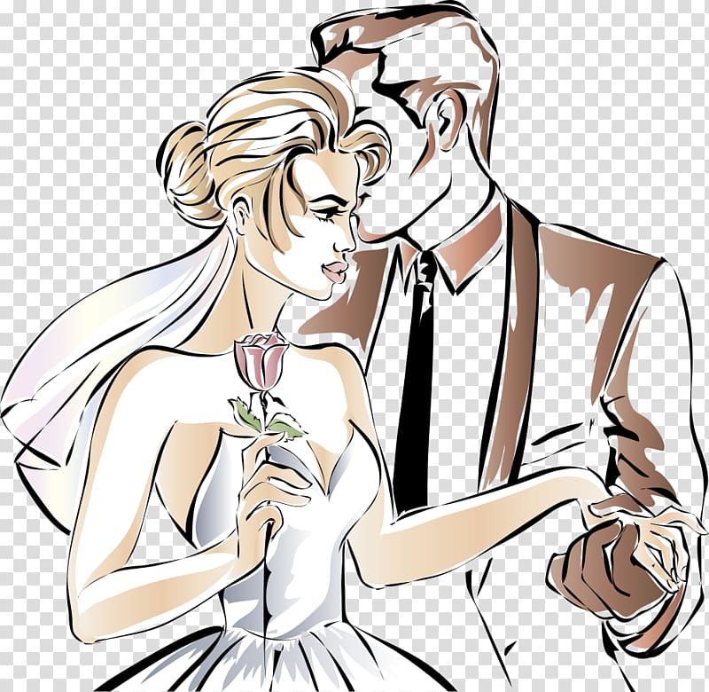 groom and bride illustration, Wedding invitation couple , cartoon couple couples transparent background PNG clipart