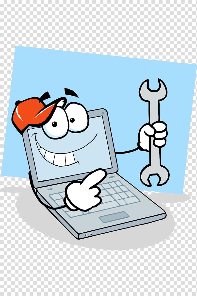 Laptop Computer repair technician Personal computer , Funny computer cartoon illustrations transparent background PNG clipart