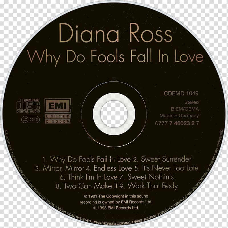 Why Do Fools Fall In Love Compact disc Music, Fall in love transparent background PNG clipart