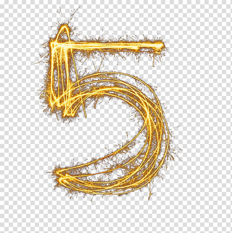 5 illustration, Yellow Jewellery Font, Blaze number 5 transparent background PNG clipart