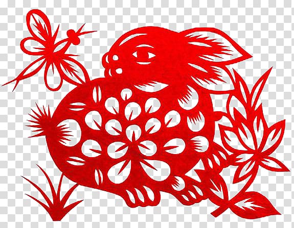 Pig Snake Rooster Dog Tai Sui, Paper-cut rabbit transparent background PNG clipart