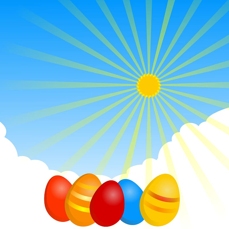 Easter Bunny Easter egg , Sun And Clouds transparent background PNG clipart