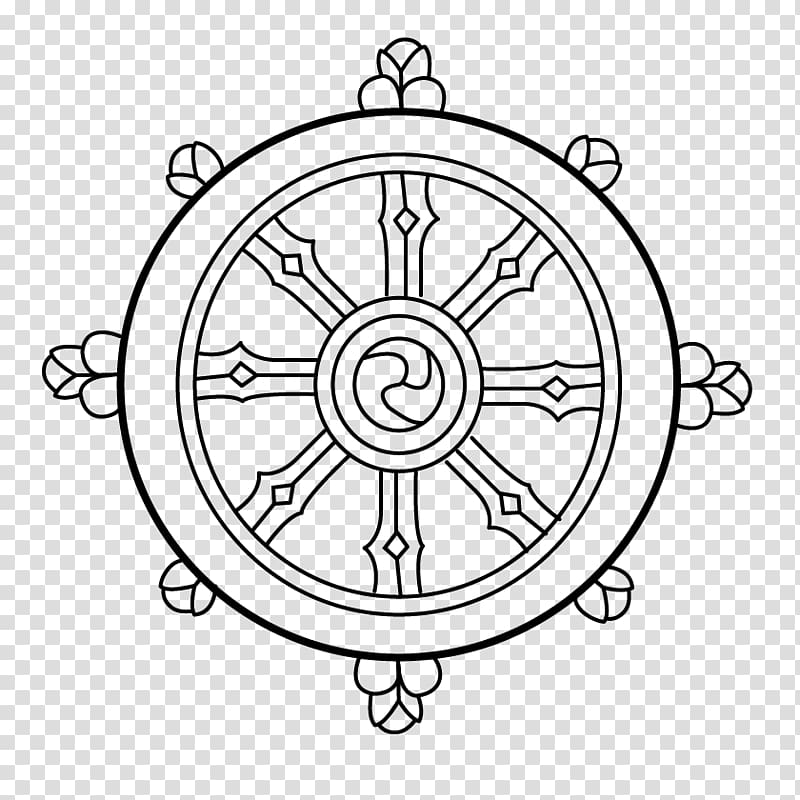 ship steering wheel illustration, Dharmachakra Noble Eightfold Path Buddhism, Wheel Of Dharma transparent background PNG clipart
