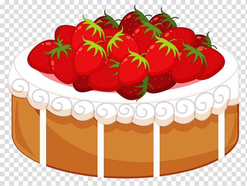 round strawberry cake illustration, Strawberry cake Birthday cake Shortcake Icing , Cake with Strawberries transparent background PNG clipart