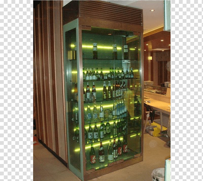 Shelf Glass Liquor Display case Bottle Shop, freezer transparent background PNG clipart