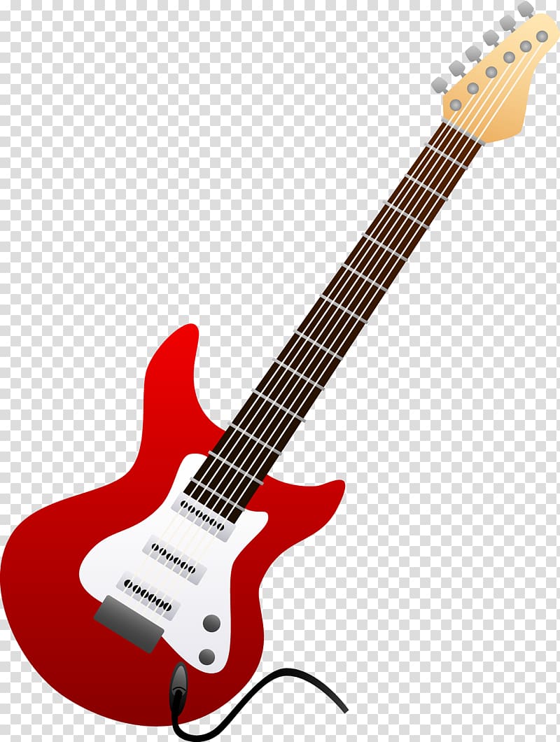 red and white electric guitar illustration, Fender Stratocaster Electric guitar Cartoon , Electric guitar transparent background PNG clipart