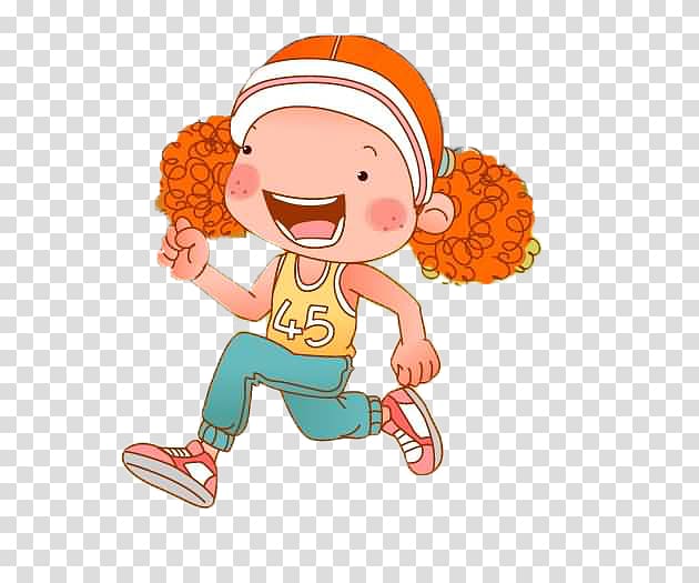 Dog Running , He is running cartoon girl with curly hair transparent background PNG clipart