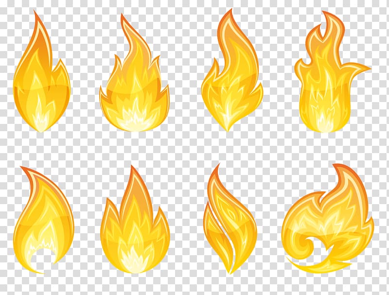 Flame Icon , Flame Set , eight flames illustration transparent background PNG clipart
