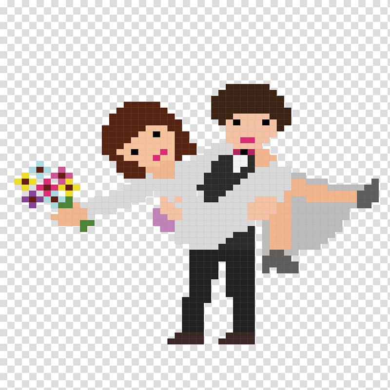 Wedding Pixel Illustration, Princess hug transparent background PNG clipart