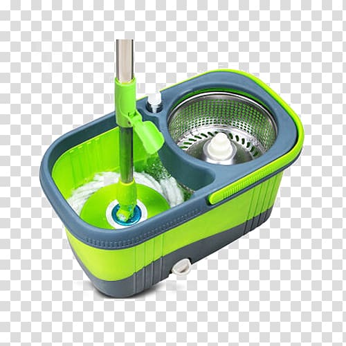 Mop Brazil Bucket Handle Broom, Green hand pressure rotating mop a good God transparent background PNG clipart